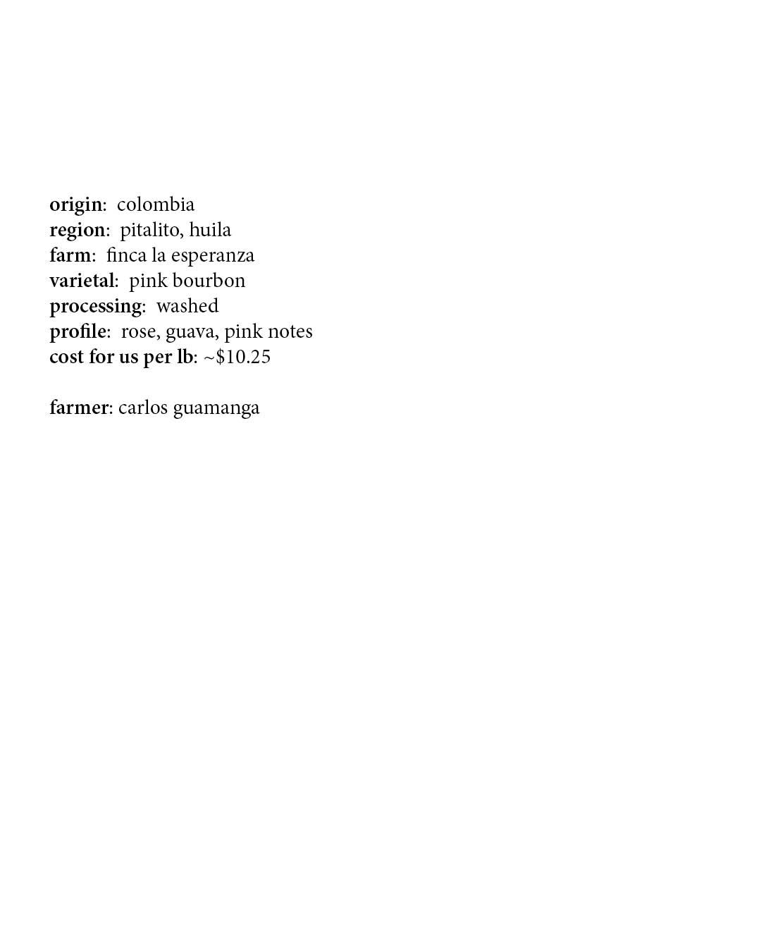 Finca La Esperanza Washed Pink Bourbon