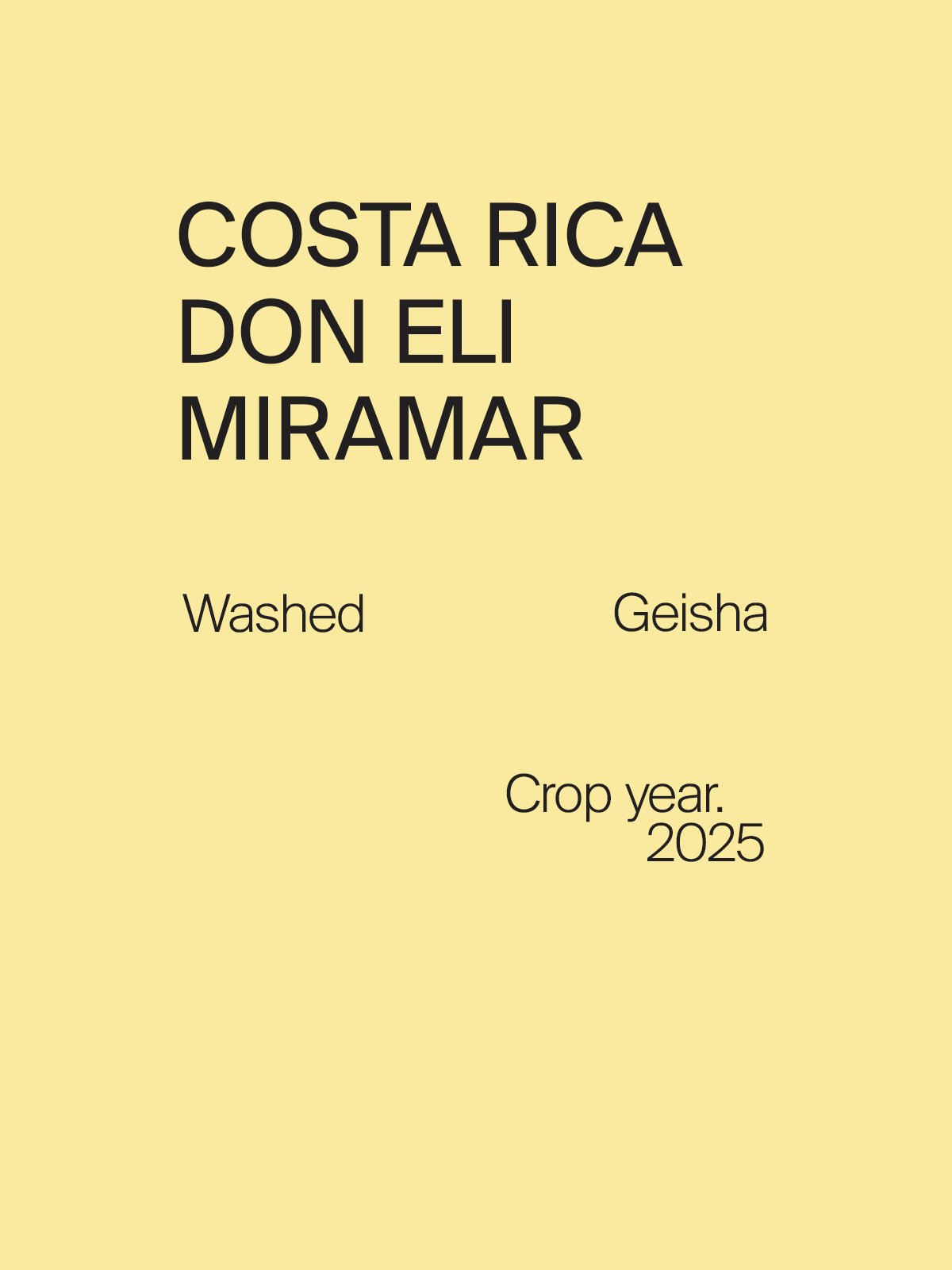 Costa Rica Don Eli Miramar Geisha Washed