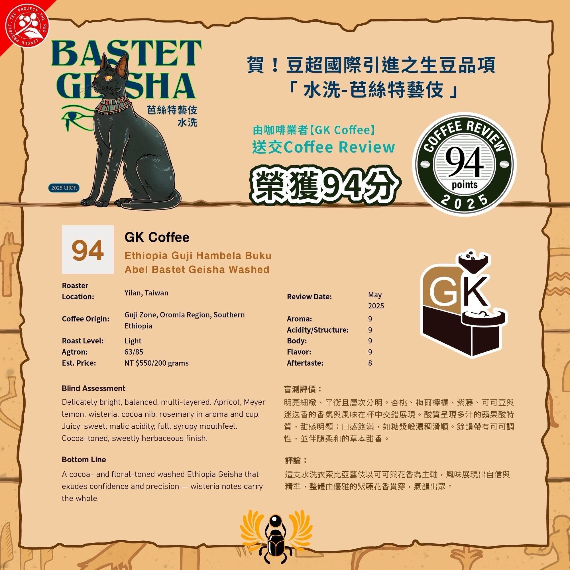 CR94 + CR95 Ethiopia Sidama Guji G1 Hambella Buku Abel Bastet