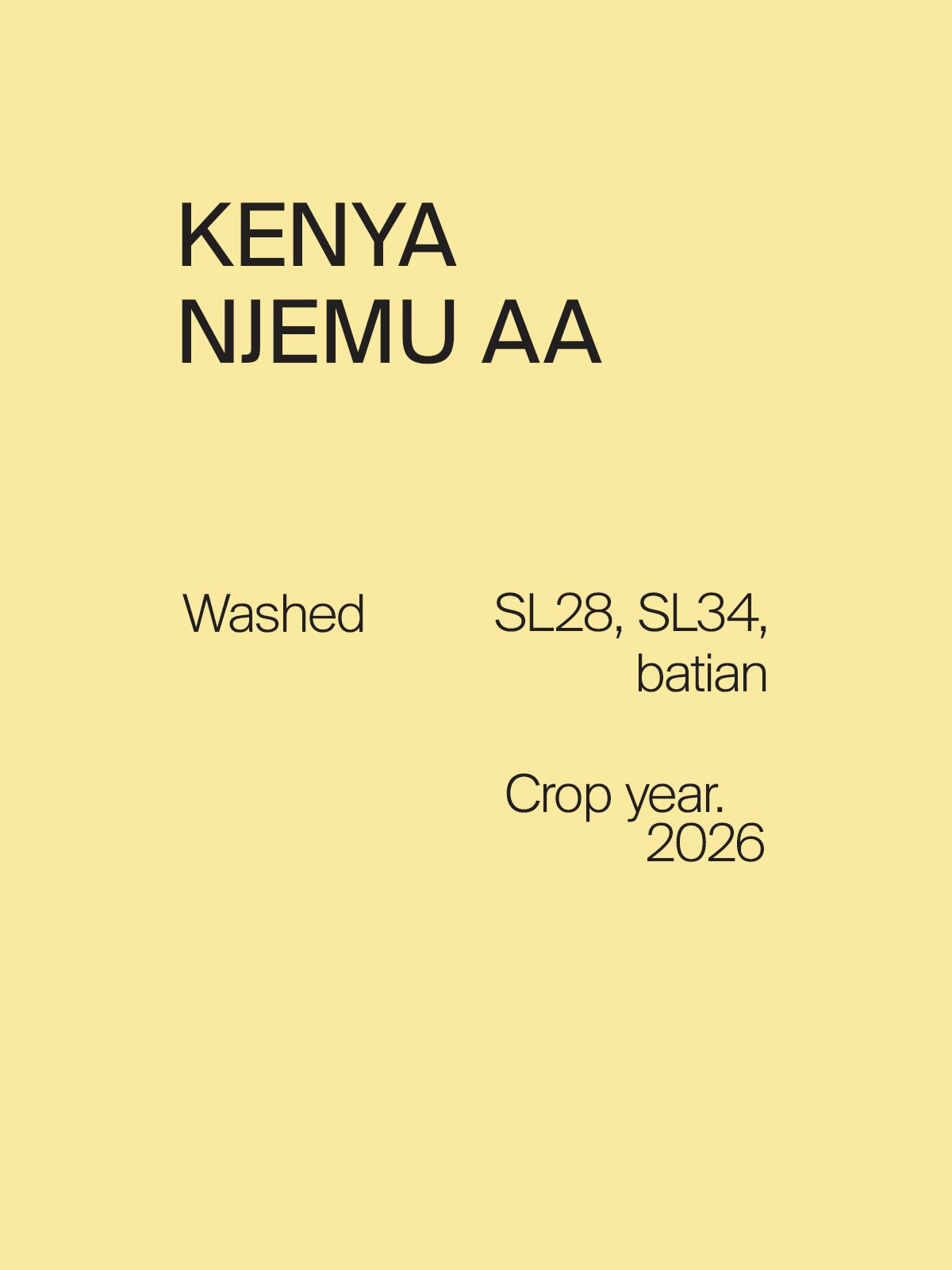 Kenya Njemu AA SL28, SL34, Batian Washed