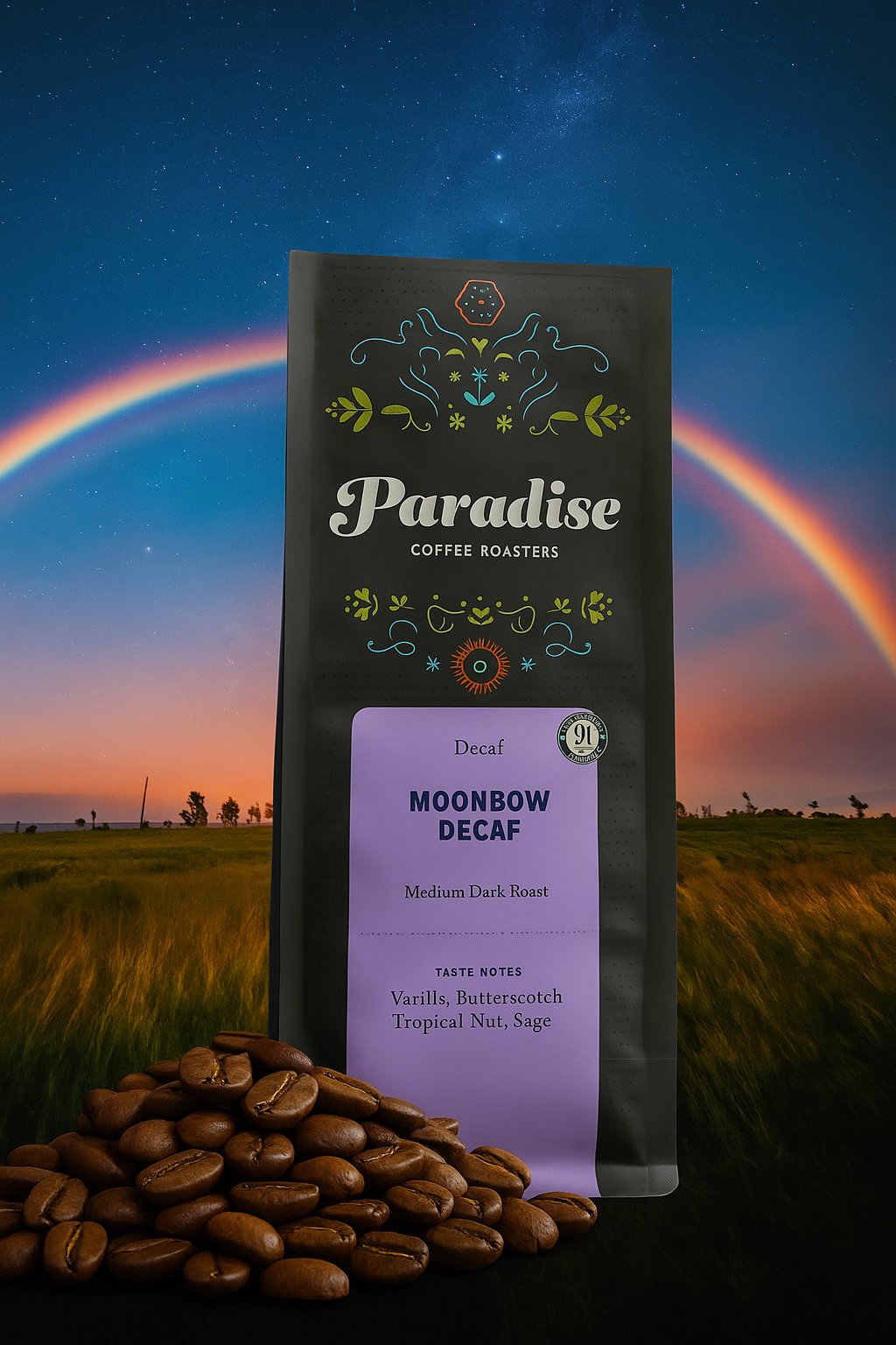 Moonbow Decaf Espresso Beans — EA Sugarcane Process | Paradise Coffee Roasters