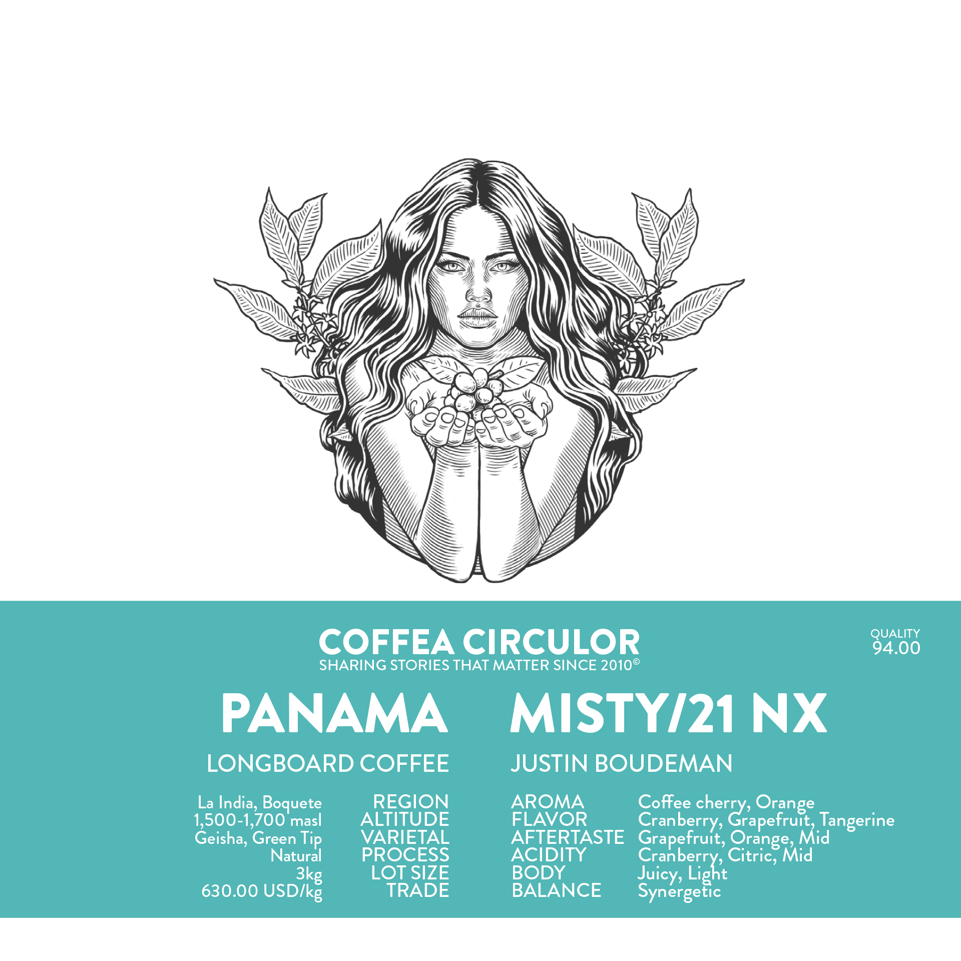 PANAMA Longboard Geisha Misty Mountain /21 Natural NX