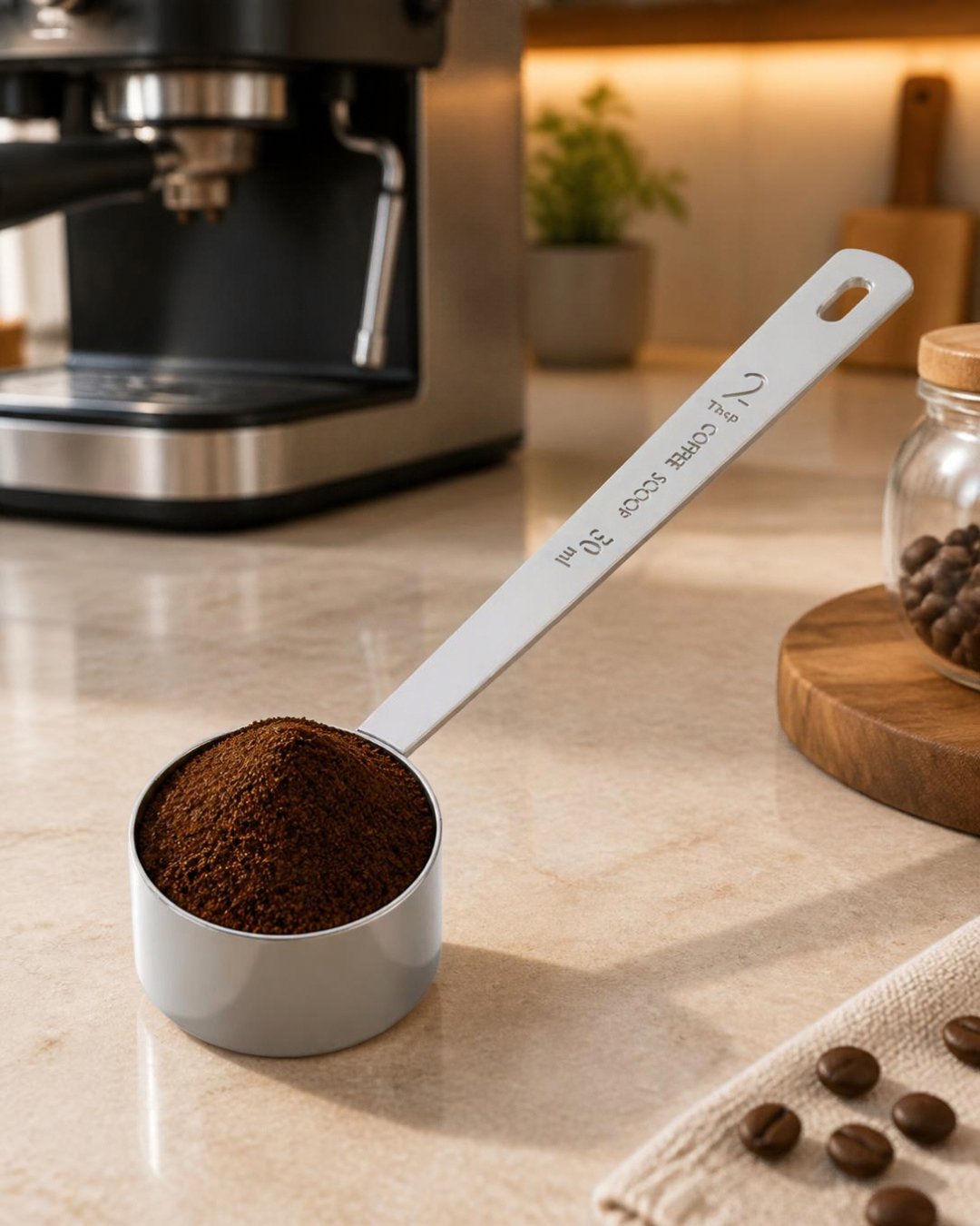 Cuchara Medidora para Café de Acero Inoxidable 30 ml
