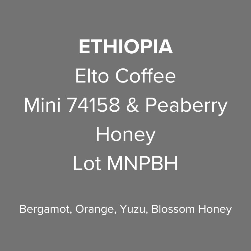 Ethiopia Elto Coffee Sidama Elora Station Mini 74158 & Peaberry Honey Lot MNPBH