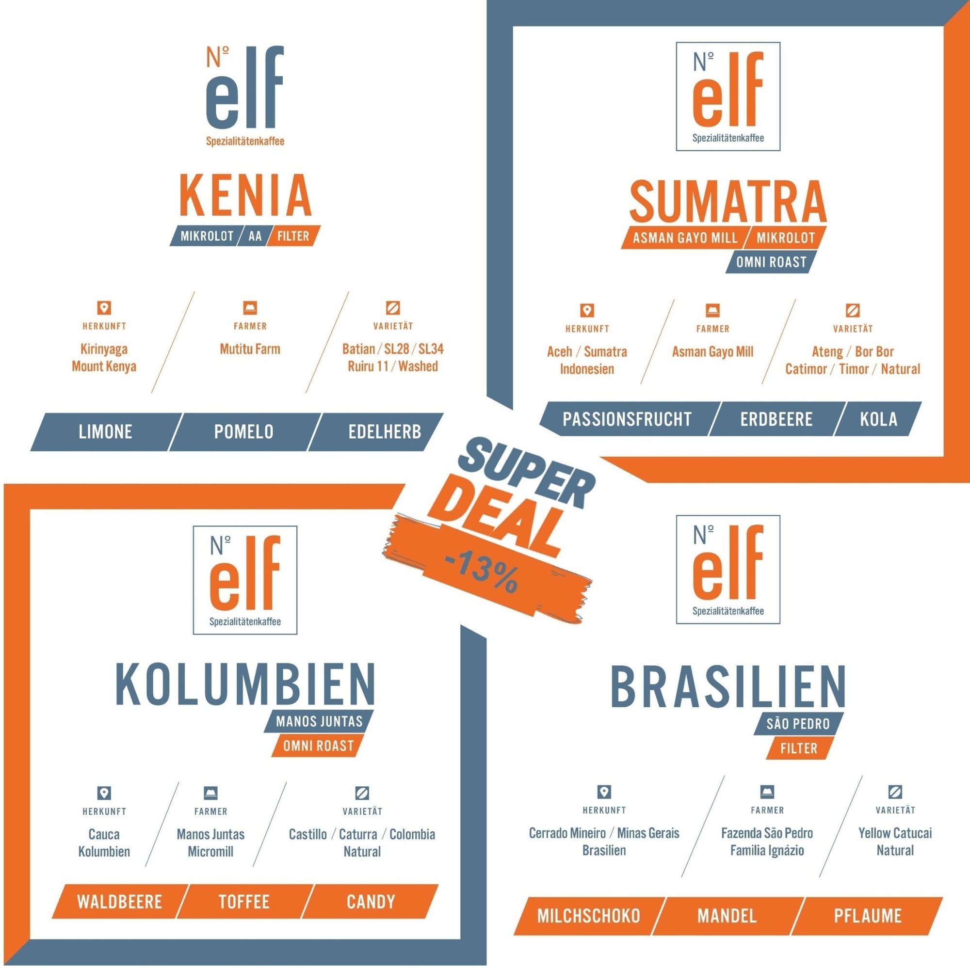 Kaffeebohnen FILTER Probier-Quartett
