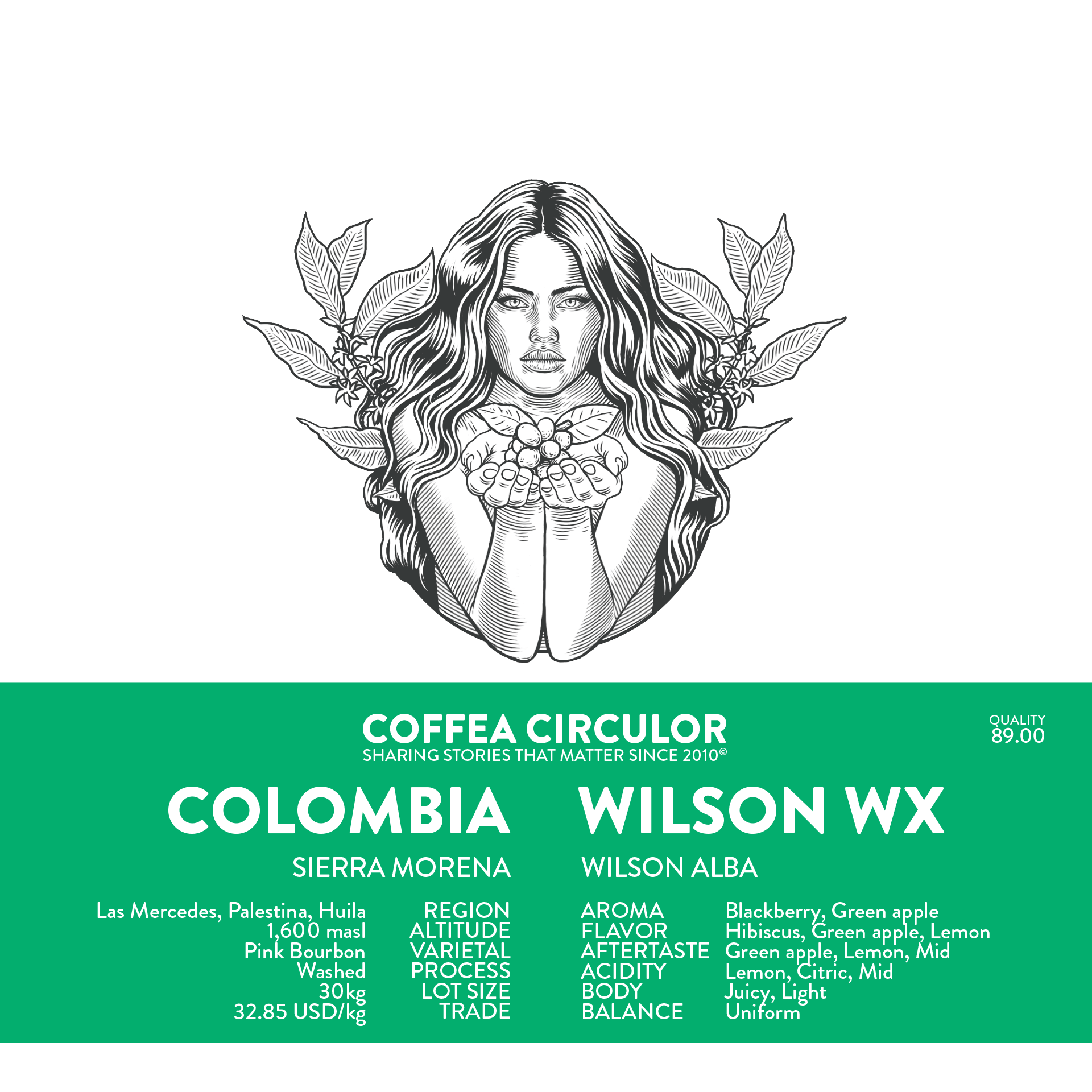 COLOMBIA Wilson Pink Bourbon Washed WX